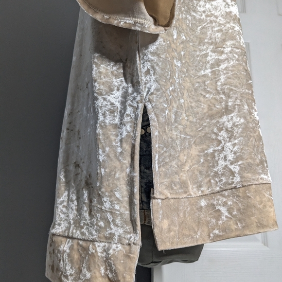 FOREVER 21  Luxury Beige Shiny Velvet Oversized short sleeve Size S - Picture 9 of 11